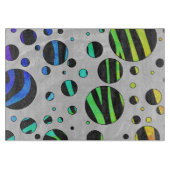 Zebra Polka Dot Black und Rainbow Print Schneidebrett (Vorderseite)