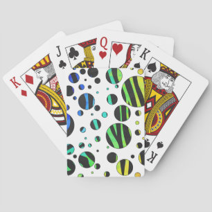 Zebra Polka Dot Black und Rainbow Print Spielkarten