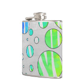 Zebra Polka Dot Rainbow und White Print Flachmann (Links)