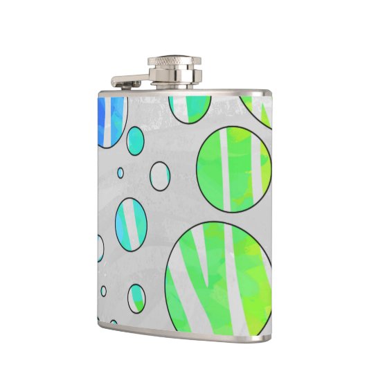 Zebra Polka Dot Rainbow und White Print Flachmann (Links)