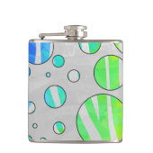 Zebra Polka Dot Rainbow und White Print Flachmann (Vorderseite)