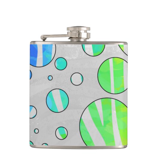 Zebra Polka Dot Rainbow und White Print Flachmann (Vorderseite)