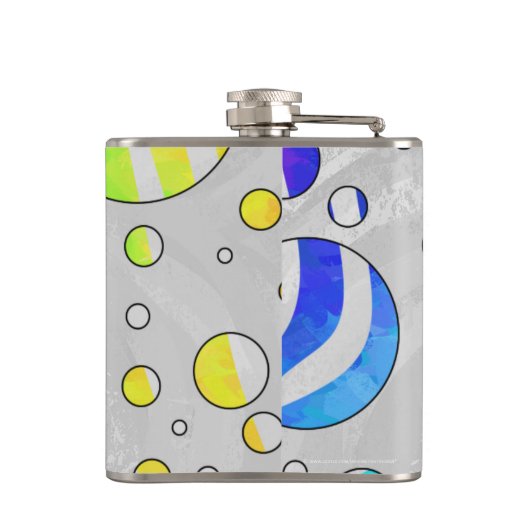 Zebra Polka Dot Rainbow und White Print Flachmann (Rückseite)