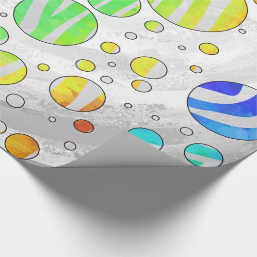 Zebra Polka Dot Rainbow und White Print Geschenkpapier (Ecke)