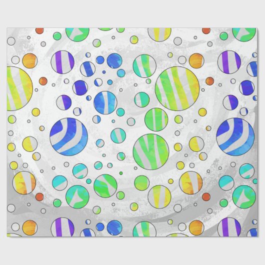 Zebra Polka Dot Rainbow und White Print Geschenkpapier (Flach)