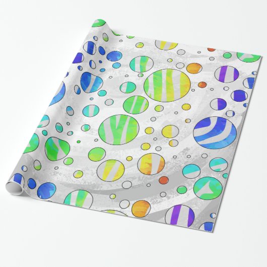 Zebra Polka Dot Rainbow und White Print Geschenkpapier (Ungerollt)