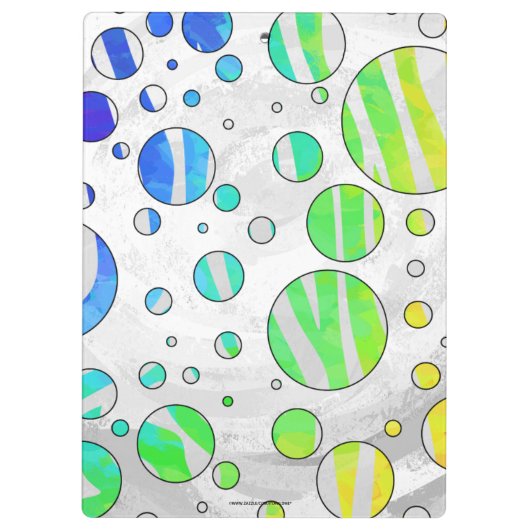 Zebra Polka Dot Rainbow und White Print Klemmbrett (Rückseite)