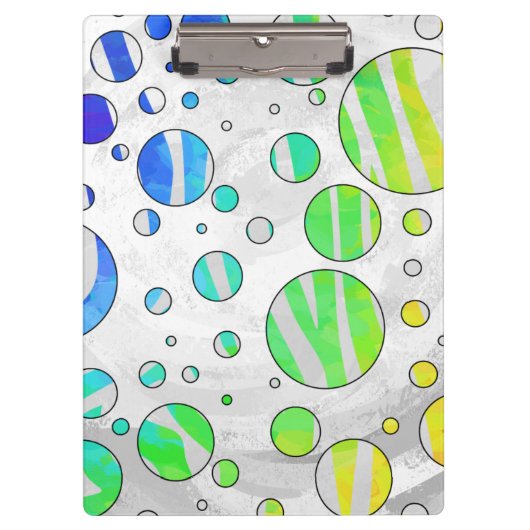 Zebra Polka Dot Rainbow und White Print Klemmbrett (Vorderseite)