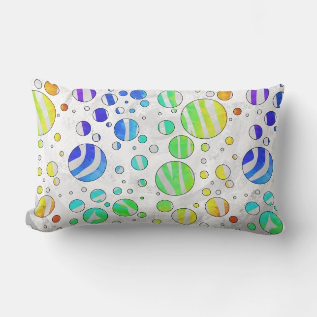 Zebra Polka Dot Rainbow und White Print Lendenkissen (Vorderseite)