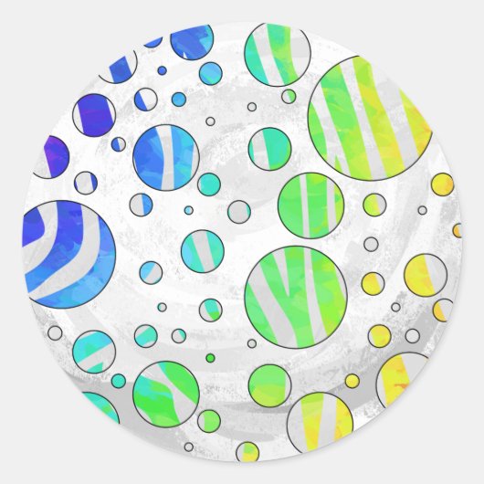 Zebra Polka Dot Rainbow und White Print Runder Aufkleber (Vorderseite)