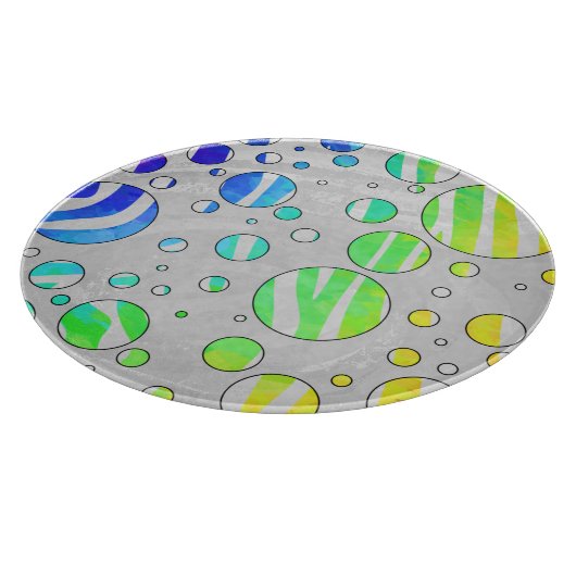 Zebra Polka Dot Rainbow und White Print Schneidebrett (Ecke)