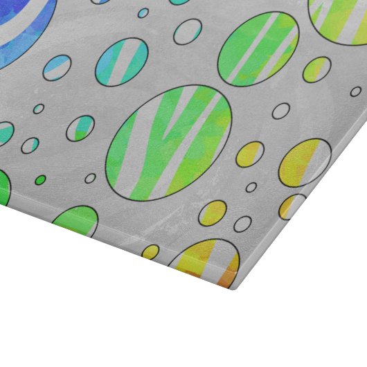 Zebra Polka Dot Rainbow und White Print Schneidebrett (Ecke)