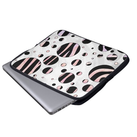 Zebra Polka Dots Laptopschutzhülle (Vorne Knopf)