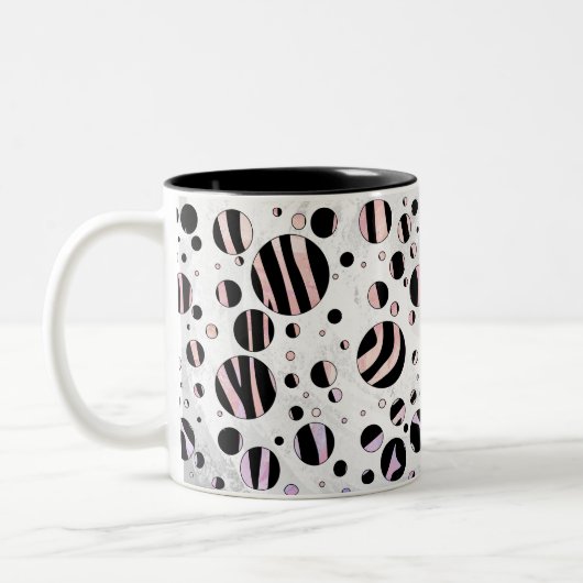 Zebra Polka Dots Zweifarbige Tasse (Links)