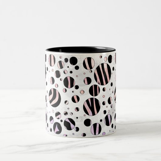 Zebra Polka Dots Zweifarbige Tasse (Mittel)