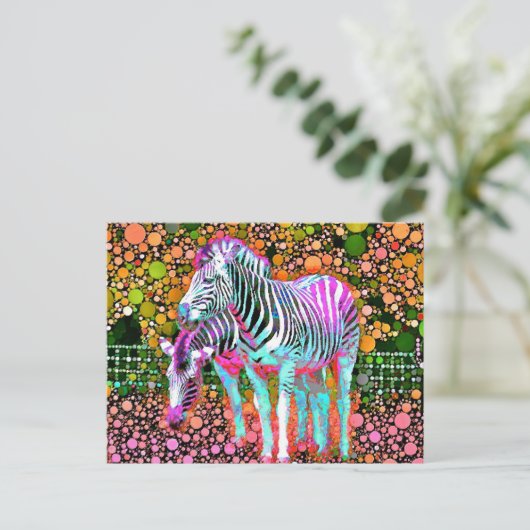 Zebra Pop Art Postcard Postkarte (Stehend Vorderseite)