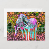 Zebra Pop Art Postcard Postkarte (Vorne/Hinten)