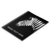 Zebra-Portrait auf Personalisiertem Schwarz Notizblock (Linke Seite)