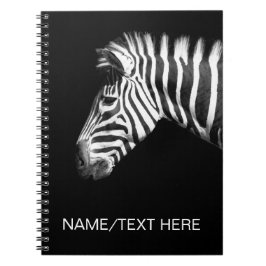 Zebra-Portrait auf Personalisiertem Schwarz Notizblock