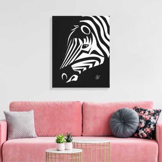 Zebra Portrait Canvas Print Leinwanddruck (Insitu (Wohnzimmer))
