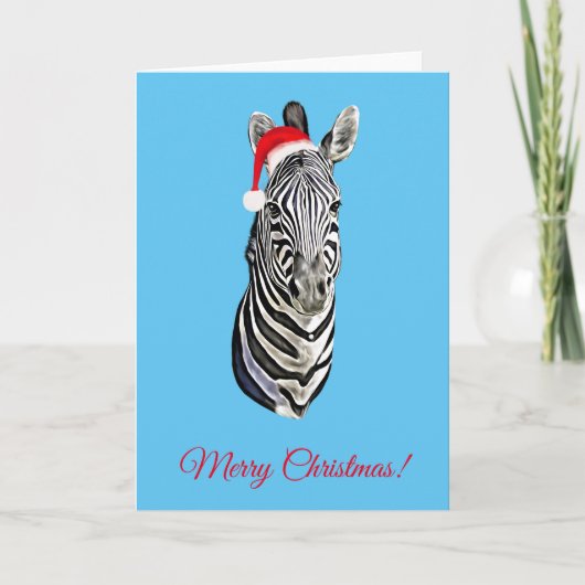 Zebra Portrait Malerei Weihnachtsmann Karte (Vorderseite)