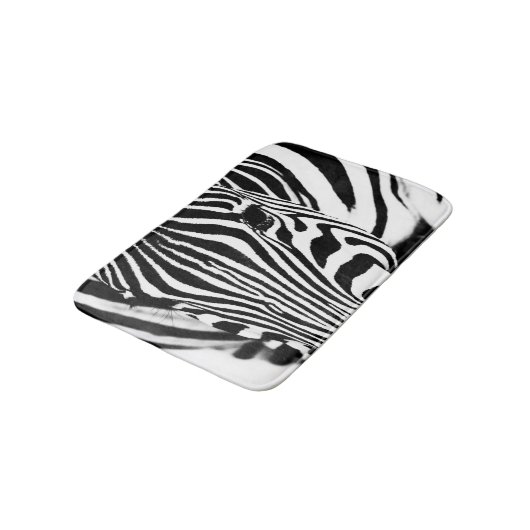 Zebra-Portrait schwarz-weiß Badematte (Schrägansicht)