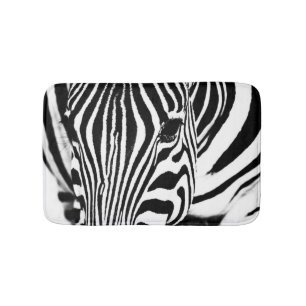 Zebra-Portrait schwarz-weiß Badematte