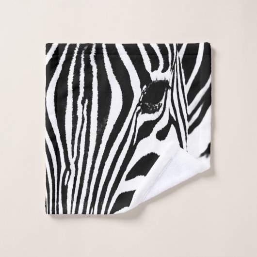 Zebra-Portrait schwarz-weiß Badhandtuch Set (Waschlappen)