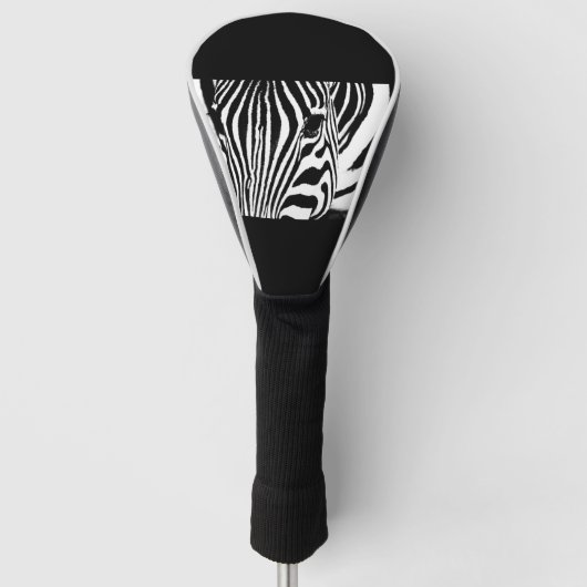 Zebra-Portrait schwarz-weiß Golf Headcover (Vorderseite)