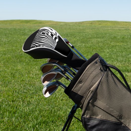 Zebra-Portrait schwarz-weiß Golf Headcover (In SItu)