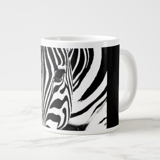 Zebra portrait schwarz-weiß Jumbo-Tasse (Vorderseite Rechts)