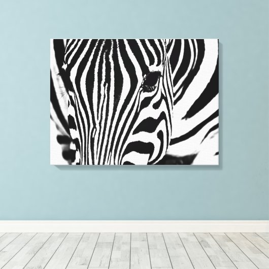 Zebra-Portrait schwarz-weiß Leinwanddruck (Insitu (Holzboden))