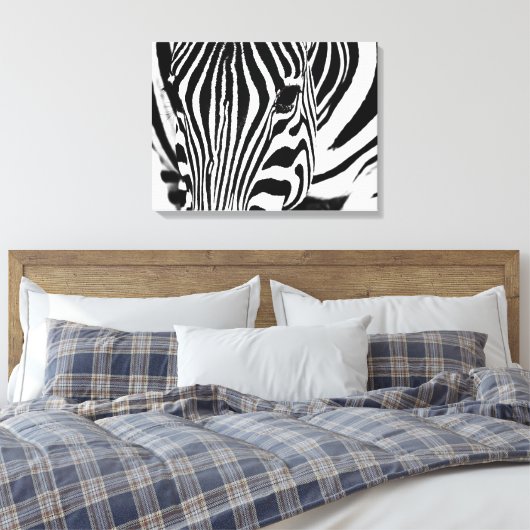 Zebra-Portrait schwarz-weiß Leinwanddruck (Insitu (Schlafzimmer))