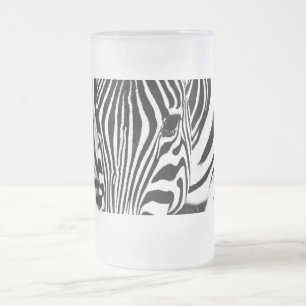 Zebra-Portrait schwarz-weiß Mattglas Bierglas