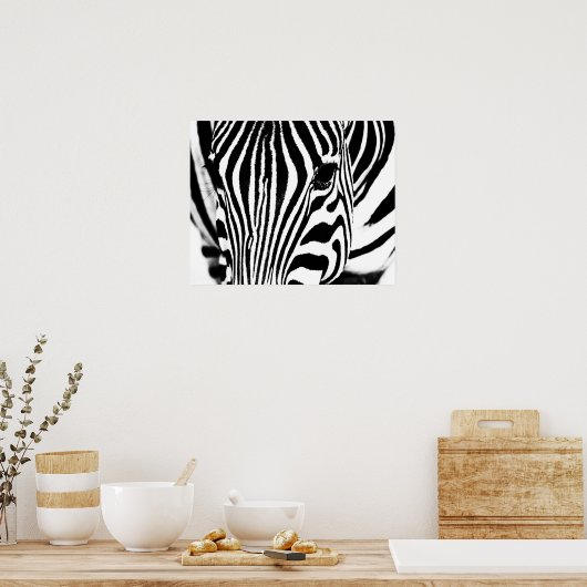 Zebra-Portrait schwarz-weiß Poster (Küche)