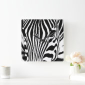 Zebra-Portrait schwarz-weiß Quadratische Wanduhr (Zuhause)