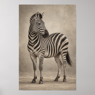 Zebra-Porträt in sanftem neutralem Licht-Wildtier- Poster