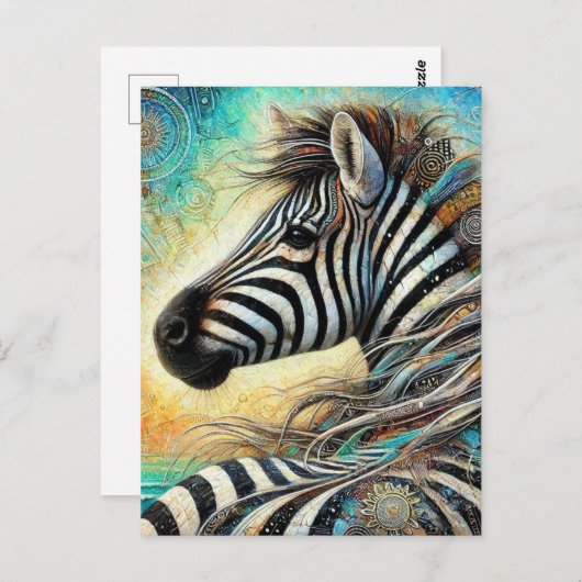 Zebra Postkarte (Vorne/Hinten)