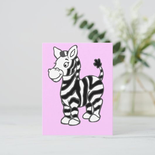 Zebra Postkarte (Stehend Vorderseite)