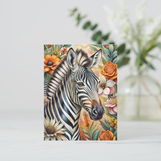 Zebra Postkarte (Stehend Vorderseite)
