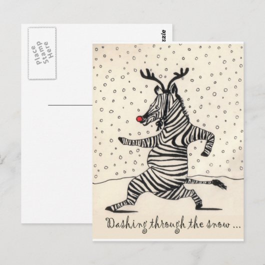 ZEBRA POSTKARTE (Vorne/Hinten)