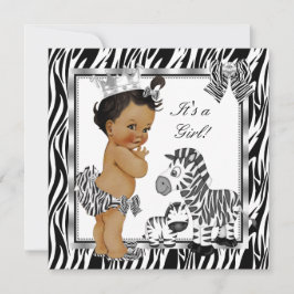 Zebra Princess Girl Baby Shower Ethnic Einladung