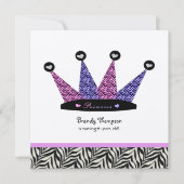 Zebra-Princess-Kronen-Party Einladungen (Vorderseite)