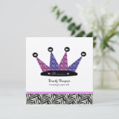 Zebra-Princess-Kronen-Party Einladungen (Stehend Vorderseite)