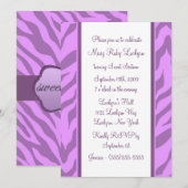 Zebra Print 16 . Geburtstag Einladung (Vorne/Hinten)