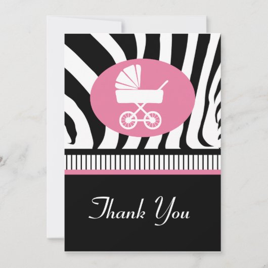 Zebra Print 2 Baby Dusche Danke Karte (Vorderseite)