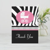 Zebra Print 2 Baby Dusche Danke Karte (Stehend Vorderseite)