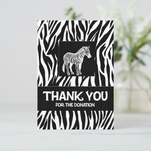 Zebra Print 3.5" x 5" Spende Dankeskarte (Stehend Vorderseite)
