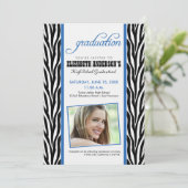 Zebra Print Abschluss Ankündigung (blau) (Stehend Vorderseite)
