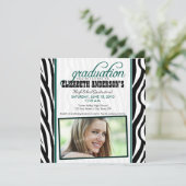 Zebra Print Abschluss Ankündigung (Jäger grün) (Stehend Vorderseite)